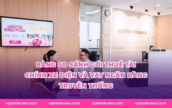 Bảng so sánh gói thuê tài chính xe điện và vay ngân hàng truyền thống